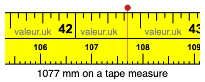 1077 mm on a tape measure 1077 millimeters on a tape measure