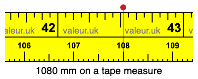 1080 mm on a tape measure 1080 millimeters on a tape measure