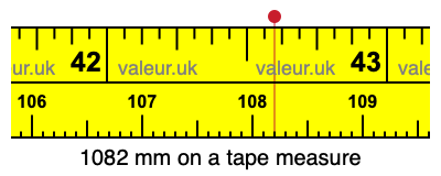 1082 mm on a tape measure 1082 millimeters on a tape measure