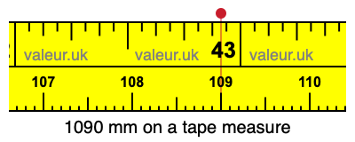 1090 mm on a tape measure 1090 millimeters on a tape measure