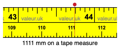 1111 mm on a tape measure 1111 millimeters on a tape measure