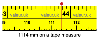 1114 mm on a tape measure 1114 millimeters on a tape measure