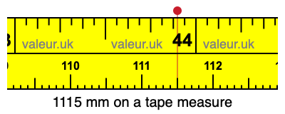 1115 mm on a tape measure 1115 millimeters on a tape measure