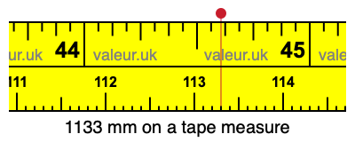1133 mm on a tape measure 1133 millimeters on a tape measure