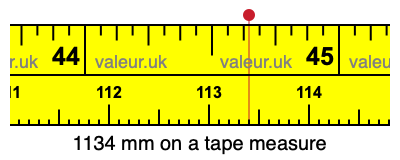 1134 mm on a tape measure 1134 millimeters on a tape measure