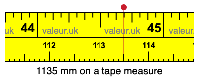 1135 mm on a tape measure 1135 millimeters on a tape measure