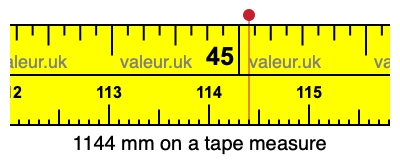 1144 mm on a tape measure 1144 millimeters on a tape measure