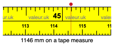 1146 mm on a tape measure 1146 millimeters on a tape measure