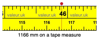 1166 millimeters on a tape measure