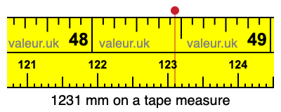 1231 millimeters on a tape measure