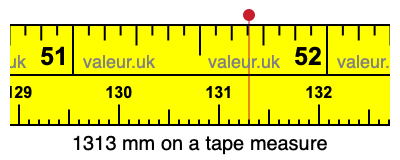 1313 mm on a tape measure 1313 millimeters on a tape measure