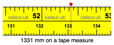 1331 mm on a tape measure 1331 millimeters on a tape measure