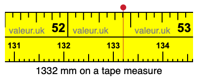 1332 mm on a tape measure 1332 millimeters on a tape measure