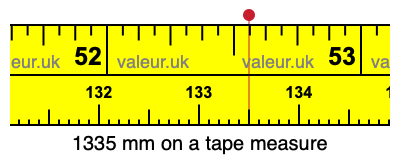 1335 mm on a tape measure 1335 millimeters on a tape measure