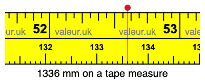 1336 mm on a tape measure 1336 millimeters on a tape measure