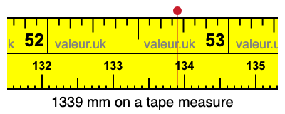 1339 mm on a tape measure 1339 millimeters on a tape measure