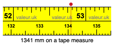 1341 mm on a tape measure 1341 millimeters on a tape measure