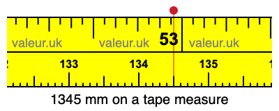 1345 mm on a tape measure 1345 millimeters on a tape measure