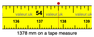 1378 mm on a tape measure 1378 millimeters on a tape measure