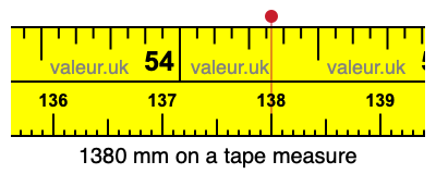 1380 mm on a tape measure 1380 millimeters on a tape measure