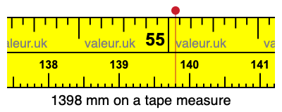 1398 mm on a tape measure 1398 millimeters on a tape measure