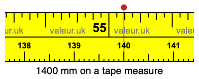 1400 mm on a tape measure 1400 millimeters on a tape measure