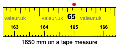 1650 millimeters on a tape measure