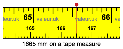 1665 mm on a tape measure 1665 millimeters on a tape measure