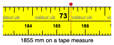 1855 mm on a tape measure 1855 millimeters on a tape measure