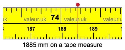1885 mm on a tape measure 1885 millimeters on a tape measure