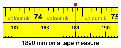 1890 mm on a tape measure 1890 millimeters on a tape measure