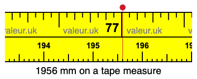 1956 mm on a tape measure 1956 millimeters on a tape measure