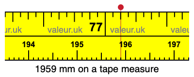 1959 millimeters on a tape measure