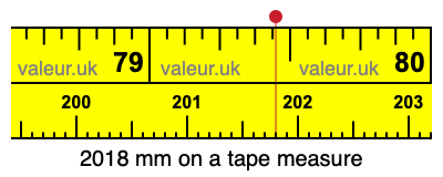 2018 mm on a tape measure 2018 millimeters on a tape measure