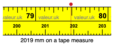 2019 mm on a tape measure 2019 millimeters on a tape measure