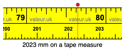 2023 mm on a tape measure 2023 millimeters on a tape measure