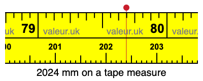 2024 mm on a tape measure 2024 millimeters on a tape measure