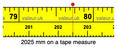 2025 mm on a tape measure 2025 millimeters on a tape measure