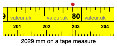 2029 mm on a tape measure 2029 millimeters on a tape measure