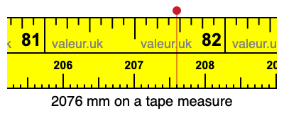 2076 mm on a tape measure 2076 millimeters on a tape measure