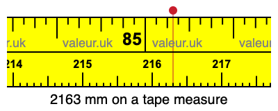2163 mm on a tape measure 2163 millimeters on a tape measure