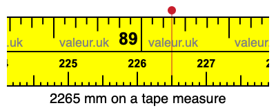 2265 mm on a tape measure 2265 millimeters on a tape measure