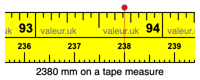 2380 millimeters on a tape measure