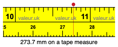 273.7 mm on a tape measure 273.7 millimeters on a tape measure