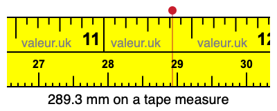289.3 millimeters on a tape measure