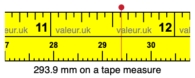 293.9 millimeters on a tape measure