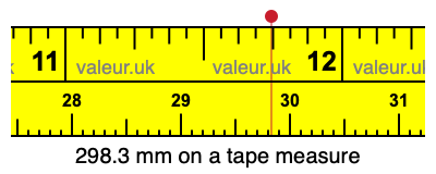 298.3 mm on a tape measure 298.3 millimeters on a tape measure