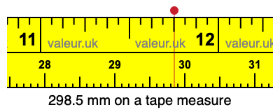 298.5 mm on a tape measure 298.5 millimeters on a tape measure