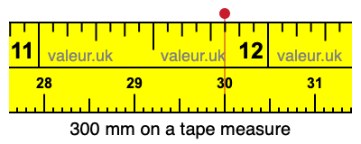 300 mm on a tape measure 300 millimeters on a tape measure