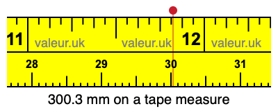 300.3 mm on a tape measure 300.3 millimeters on a tape measure